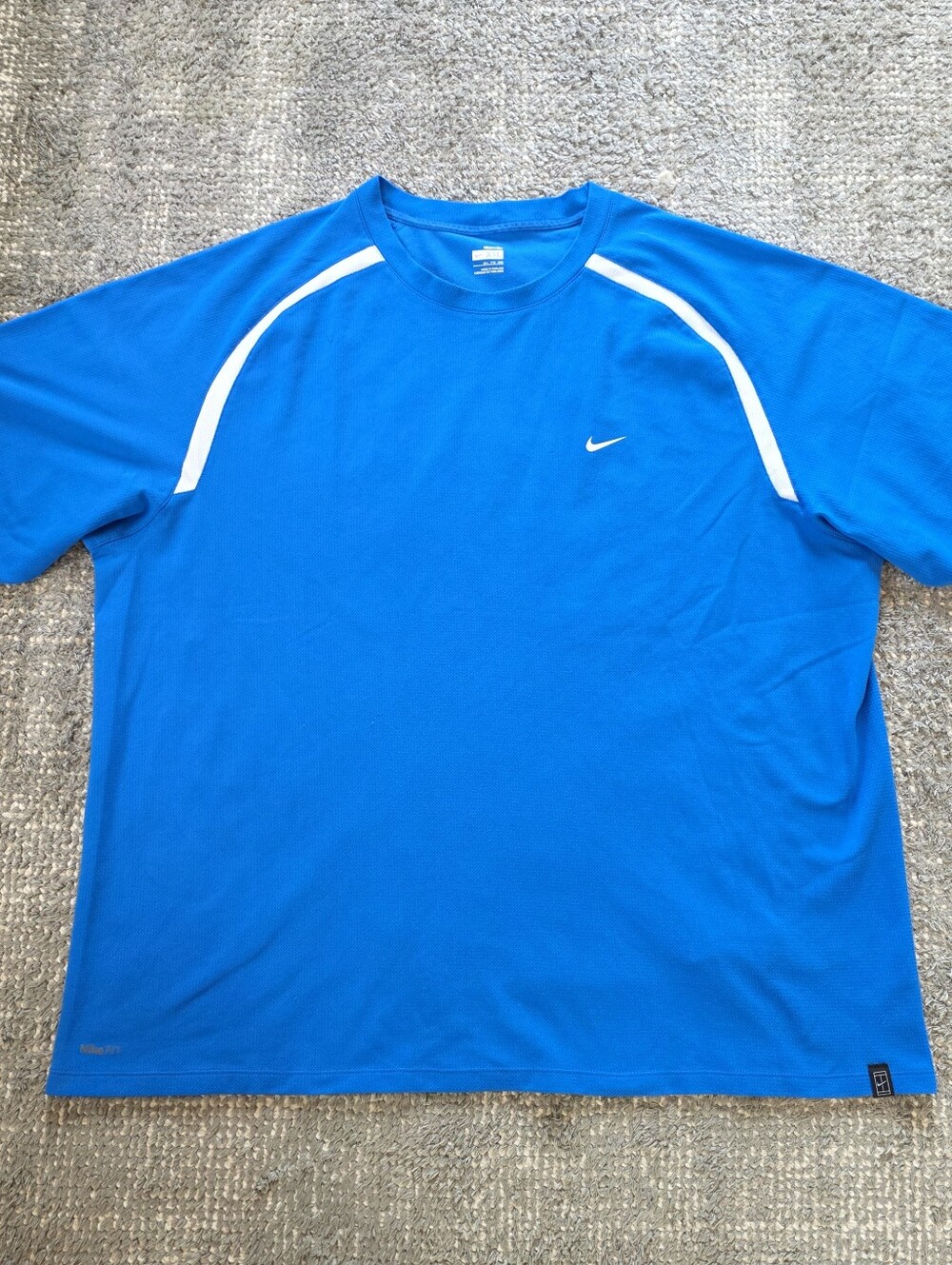 Nike Court Fit Dry Tennis Shirt Mens XXL Blue White Dri-FIT Performance Tee